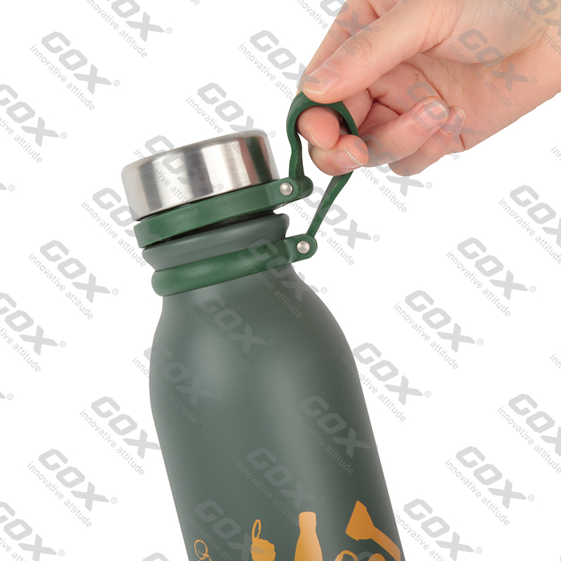 Пляшка для води GOX із подвійною стінкою з вакуумною ізоляцією з нержавіючої сталі та петлею для перенесення 4