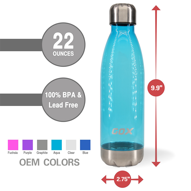 Ampolles d'aigua esportives GOX OEM sense BPA amb tapa giratòria d'acer inoxidable 5