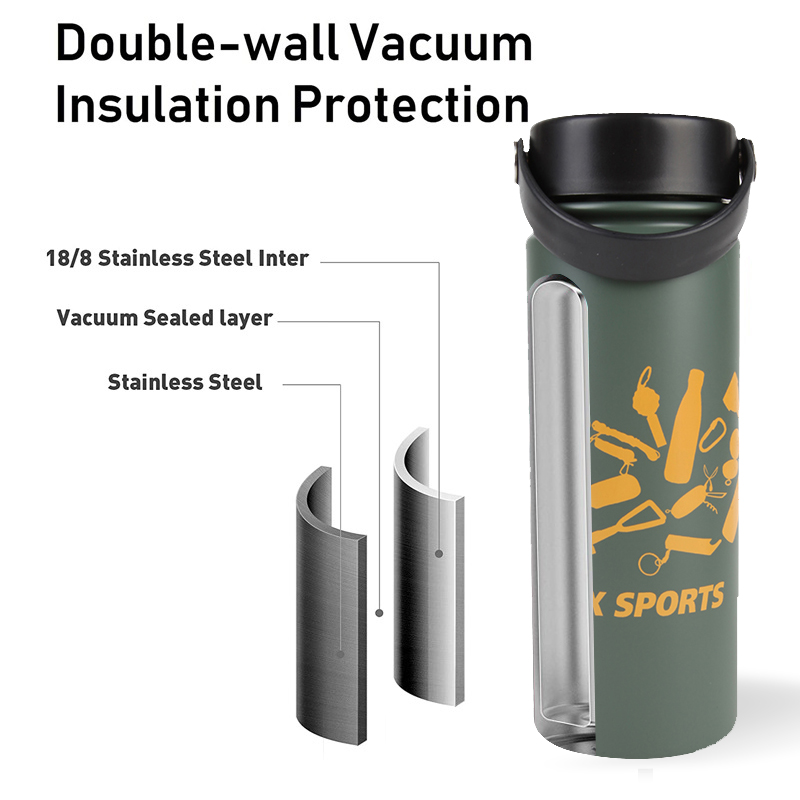 Double Wall Vacuum Insulated Stainless Steel Water Bottle with Carry Handle 8