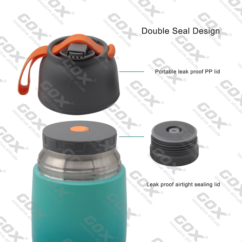 GOX China OEM Vacuum Insulated Stainless Steel Food Flask with Foldable,Retractable Spoon 4