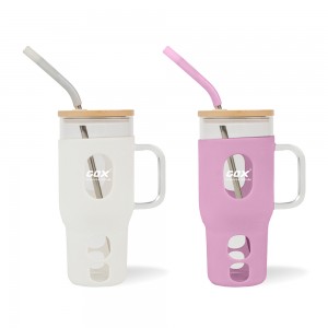 GOX OEM GLASS TUMBLER WITH STRAW AND HANDLE